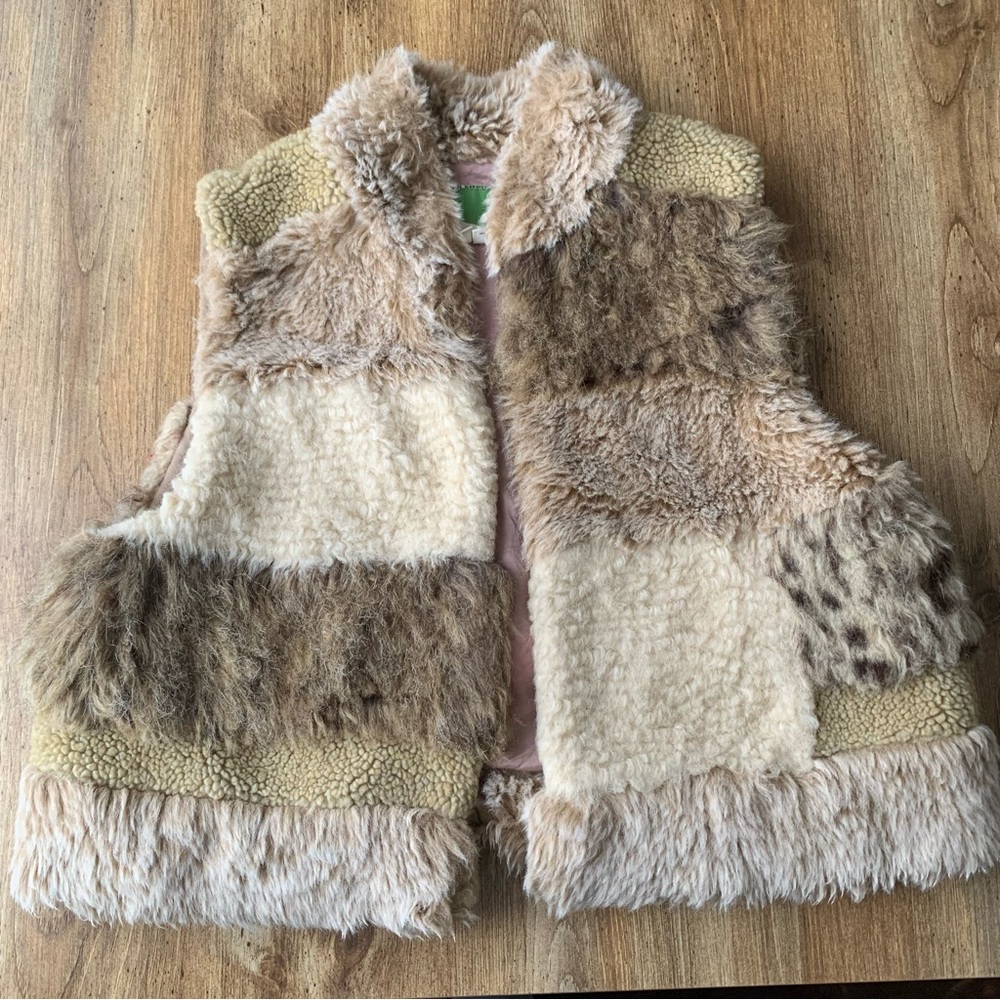 Anthropologie Marlena Faux Fur Patchwork Vest Size M